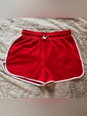 Women’s Red Dolphin Hem Shorts